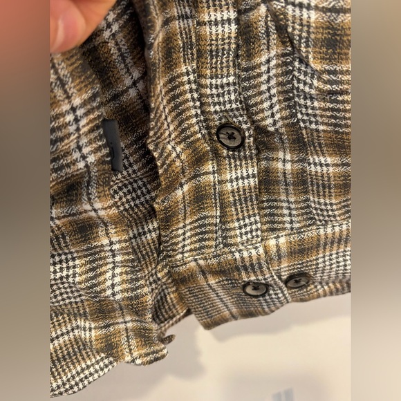 $248 NWT John Varvatos Cole Shirt Men's XXL 2XL Button Down Tan Plaid Mauvewood - Picture 5 of 12